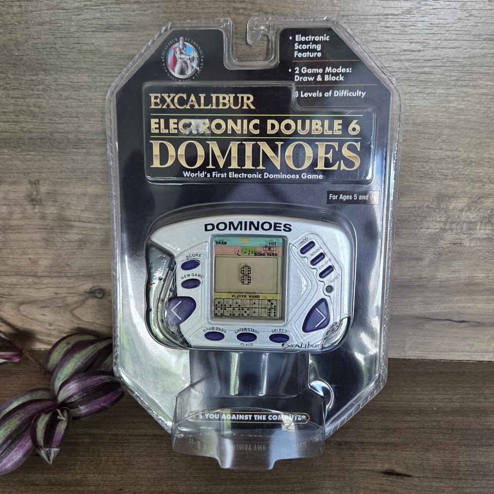 Excalibur Electronic Double 6 Dominoes Silver Handheld Game Unisex One Size